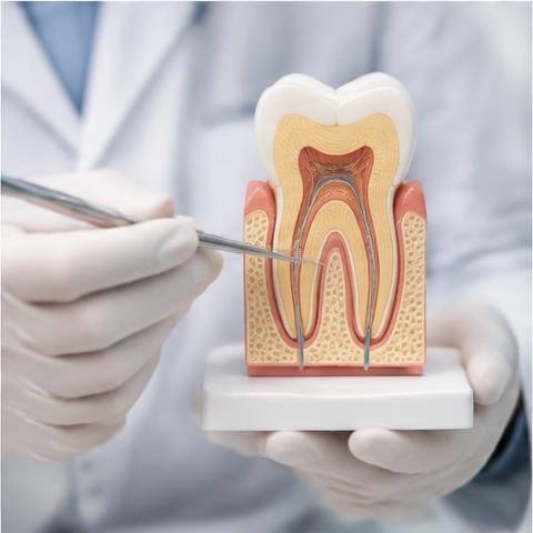 Dental root canal model used during patient education